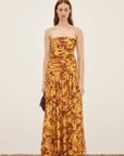 Banana Blossom Ruched Gown Dresses ALEMAIS