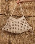 Woven Leather Maxi Tote Ivory bag Alèmais