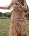 Damask Button Through Gown