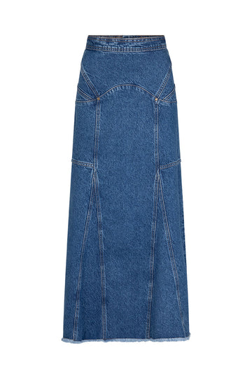 Muse Denim Maxi Skirt - Inky Blue Skirts SPELL   