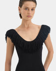 Marcelline Fringe Scoop Back Gown Dresses SIR.