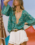 Elysian Short Sleeve Blouse - Jade shirt SPELL