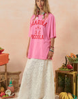 Marina Piccola Oversized Biker Tee - Cosmos Pink shirt SPELL