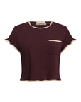Alémais Bonetta Cropped Tee Burgundy Top Alémais
