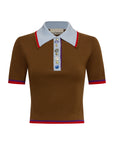 Alémais Josefina Knit Polo Chocolate shirt Alémais