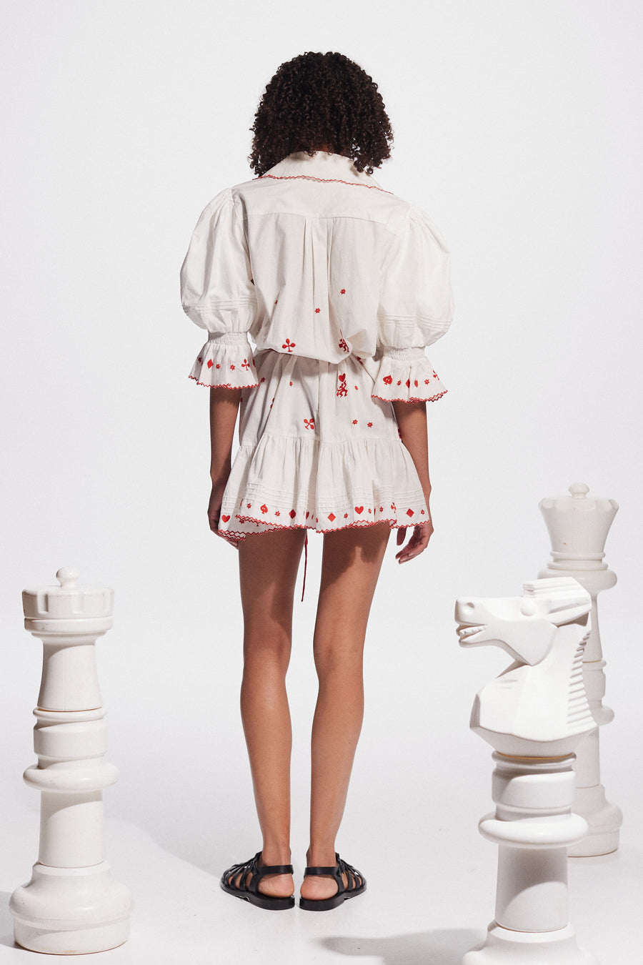 Hearts Embroidered Mini Dress- Preorder Dresses Alèmais   