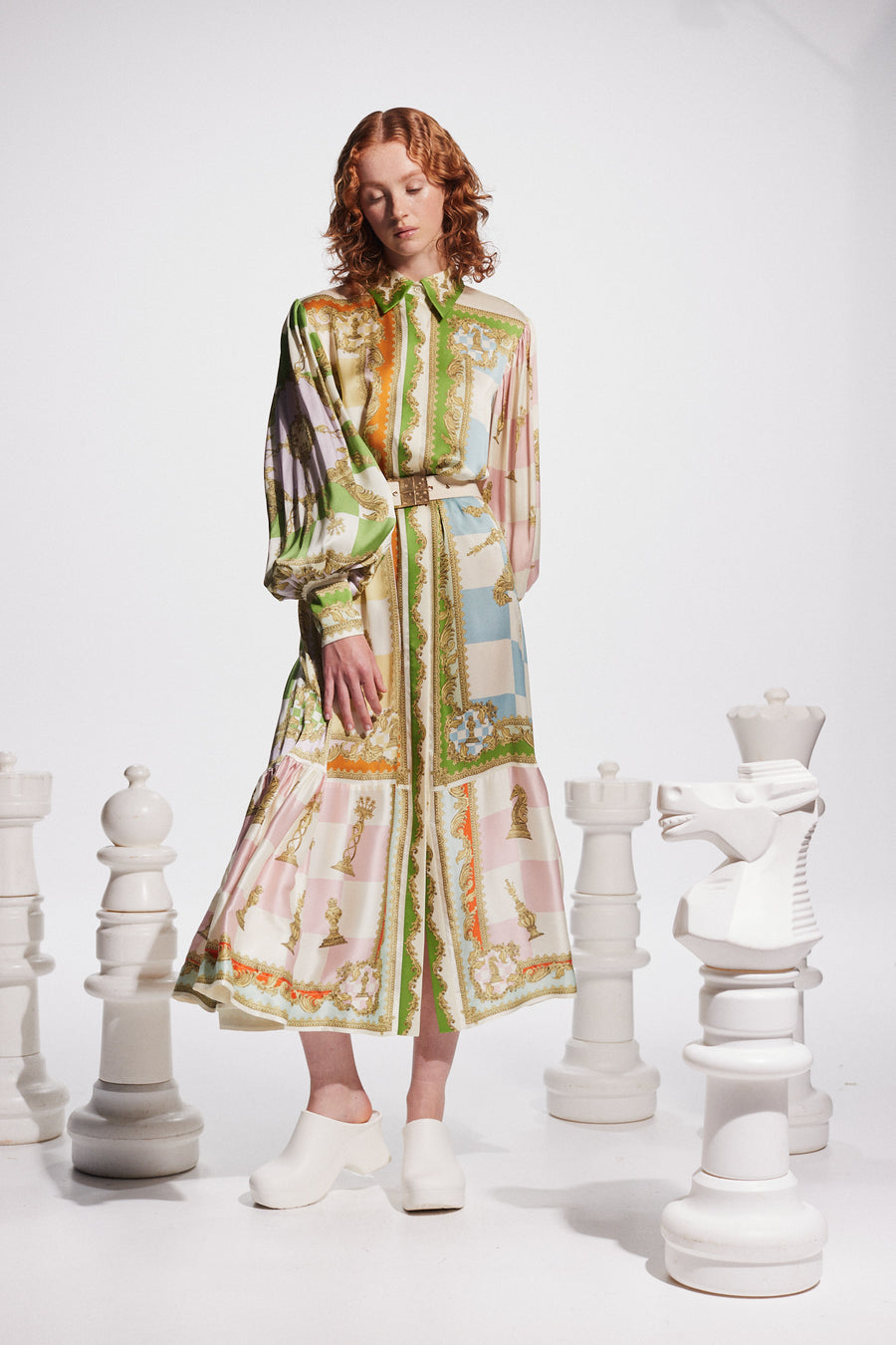 Checkmate Silk Shirtdress- Preorder Dresses Alèmais   