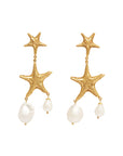 Curio Starfish Pearl Drop Earrings Earrings Alèmais   