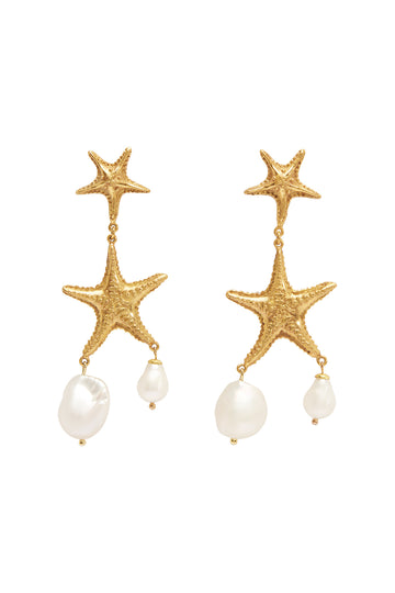 Curio Starfish Pearl Drop Earrings Earrings Alèmais   