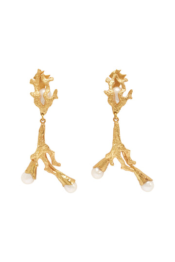 Curio Statement Coral Pearl Earrings Earrings Alèmais   