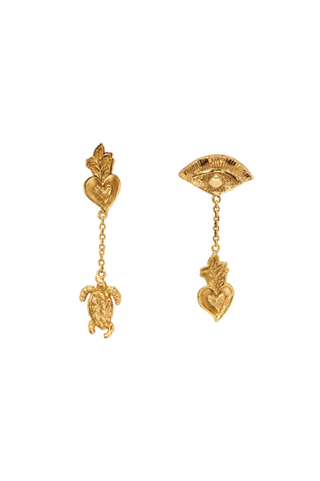 Encanto Charm Drop Earrings Gold- Preorder Earrings Alèmais   