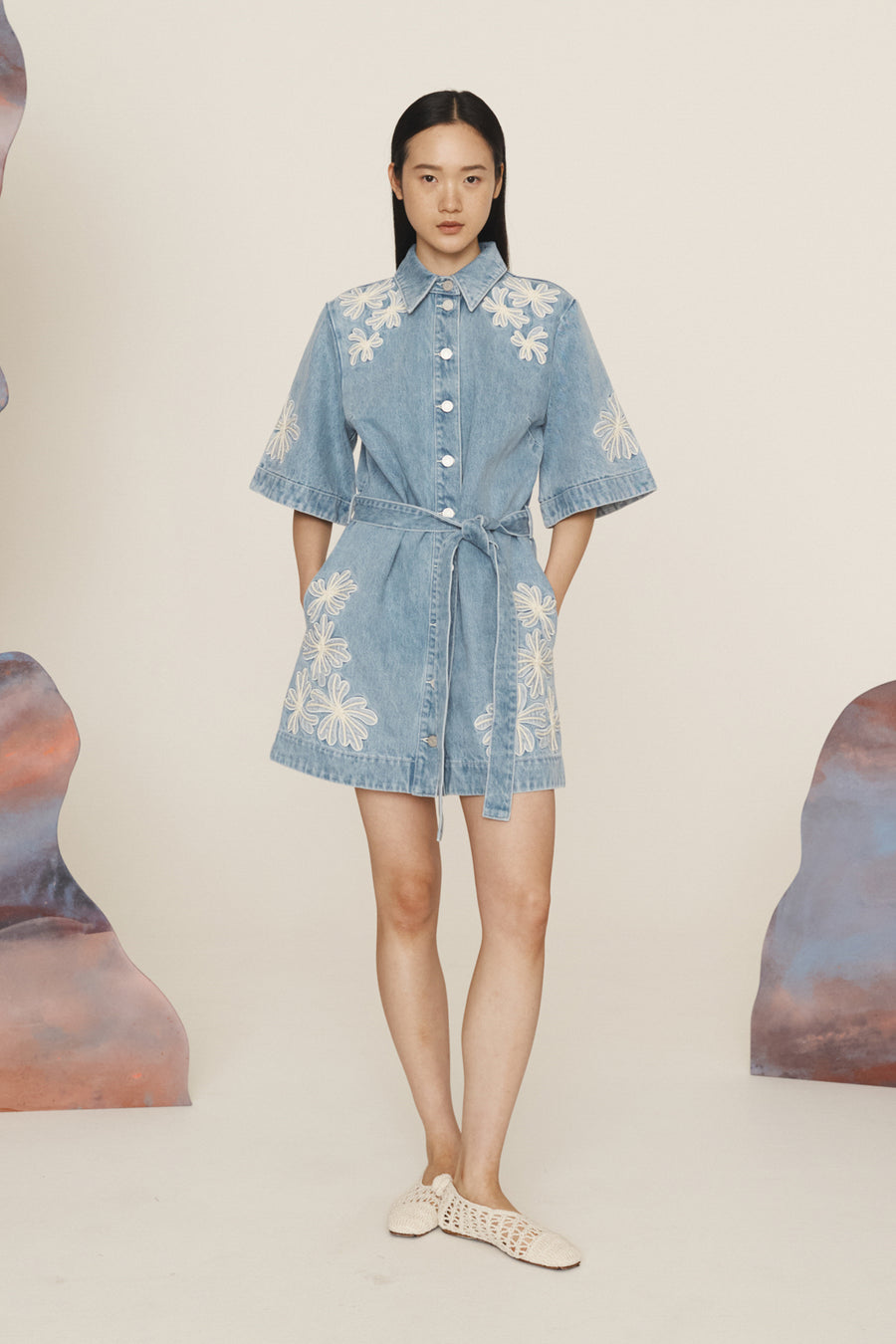 Charlene Denim Mini Dress Dresses Alèmais