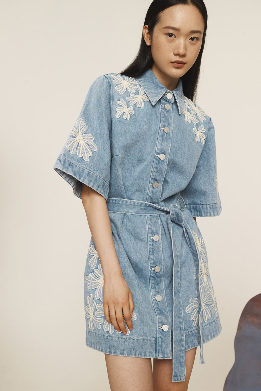 Charlene Denim Mini Dress Dresses Alèmais