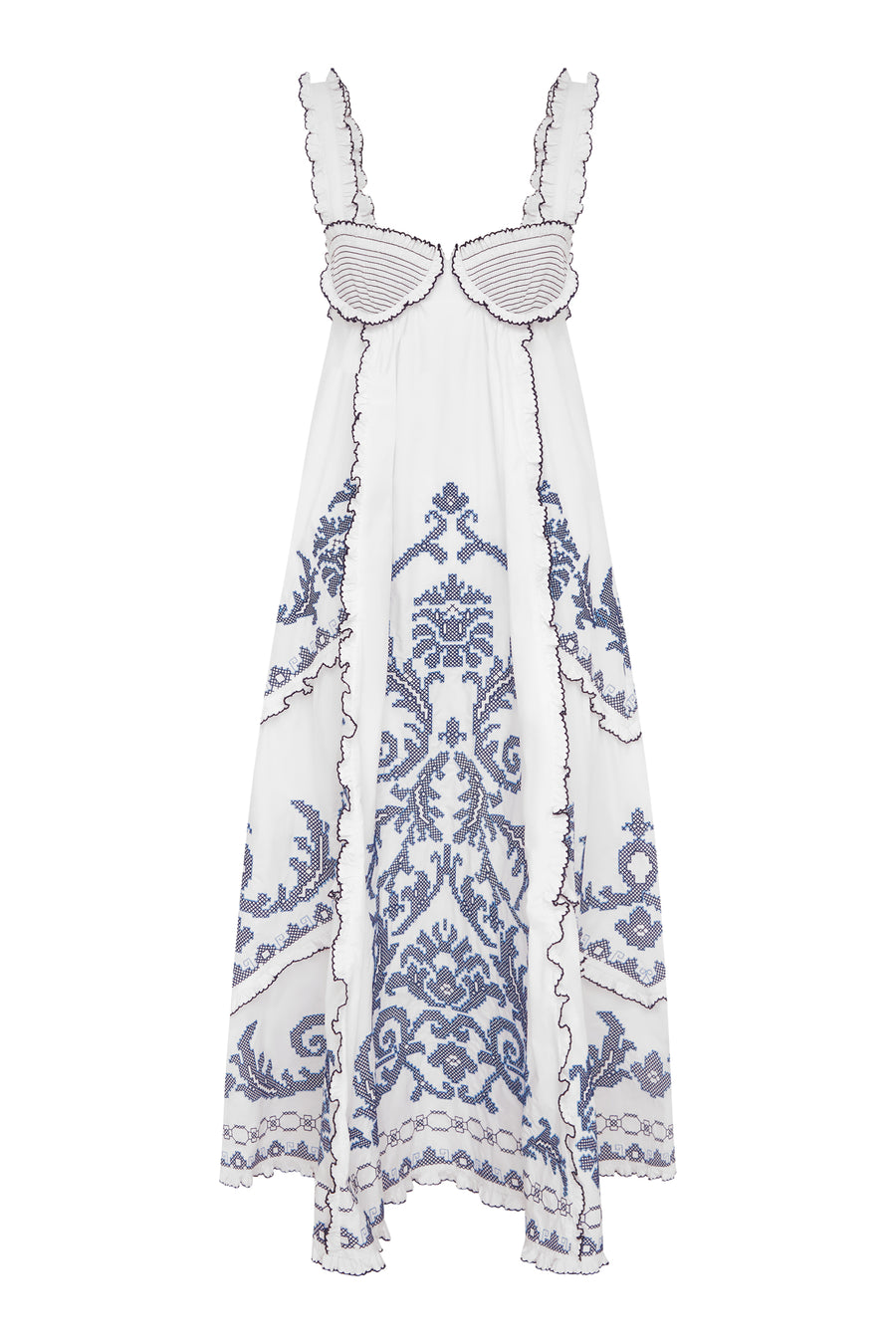 Hazel Smocked Embroidered Midi Dress Dresses Alèmais