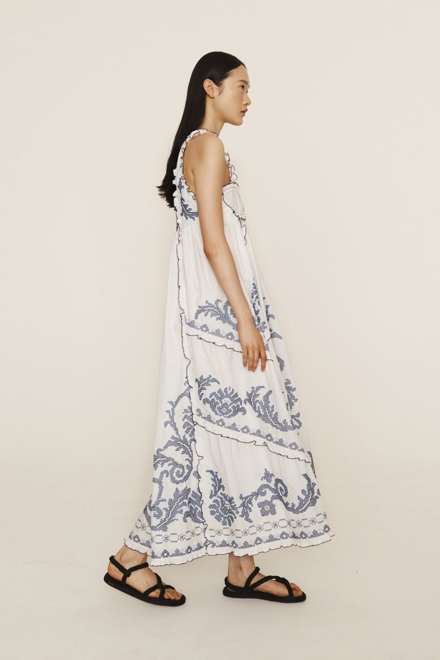 Hazel Smocked Embroidered Midi Dress Dresses Alèmais