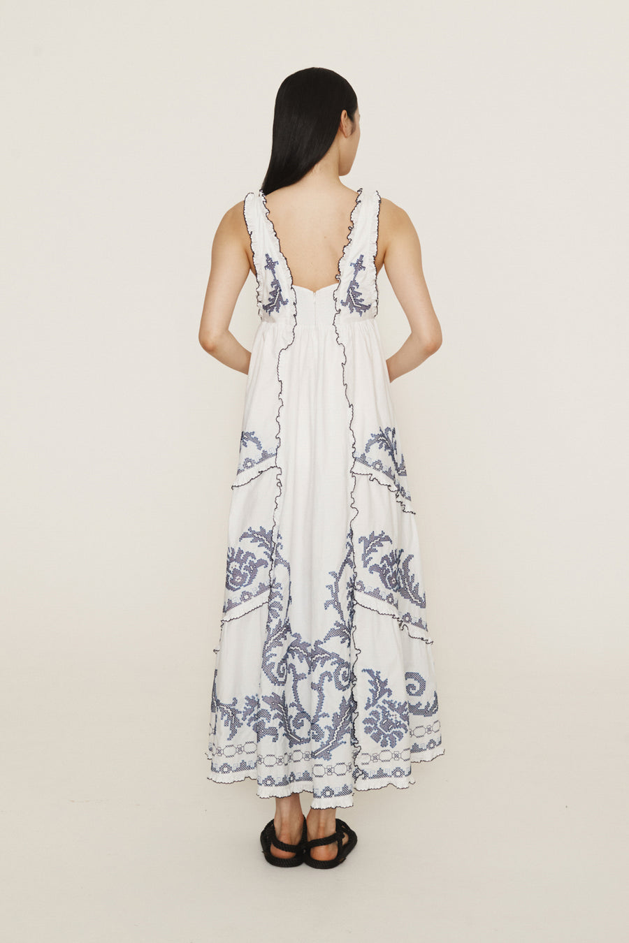 Hazel Smocked Embroidered Midi Dress Dresses Alèmais