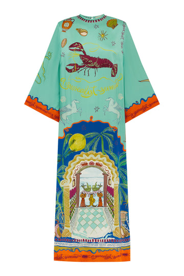 Surrealist Summer Midi Silk Dress Dresses Alèmais