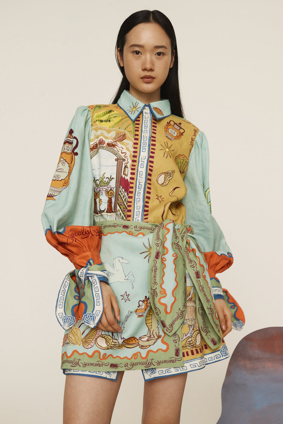 Surrealist Summer Mini Shirtdress Dresses Alèmais