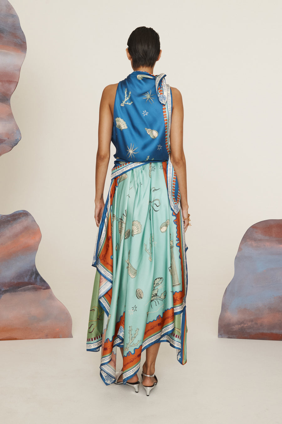 Surrealist Summer Scarf Midi Dress Dresses Alèmais