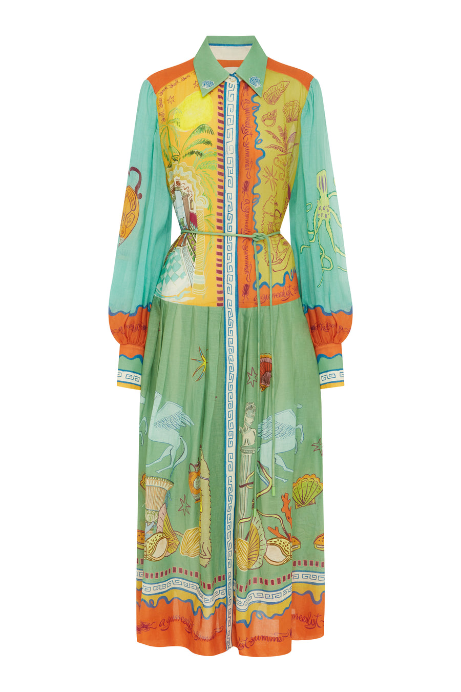 Surrealist Summer Ramie Shirtdress Dresses Alèmais