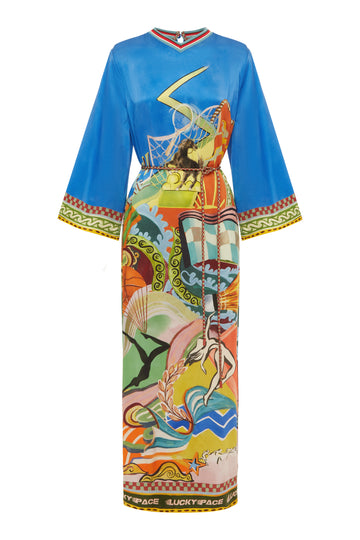 Lucky Pace Silk Midi Dress Dresses Alèmais