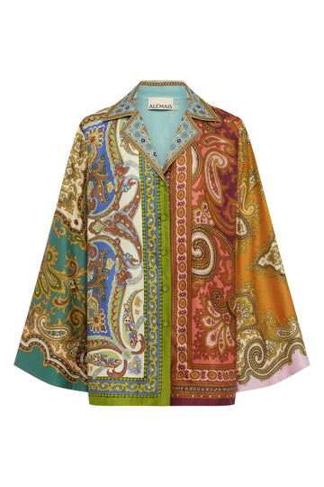 Clemenza Spliced Silk Shirt- Preorder shirt Alèmais