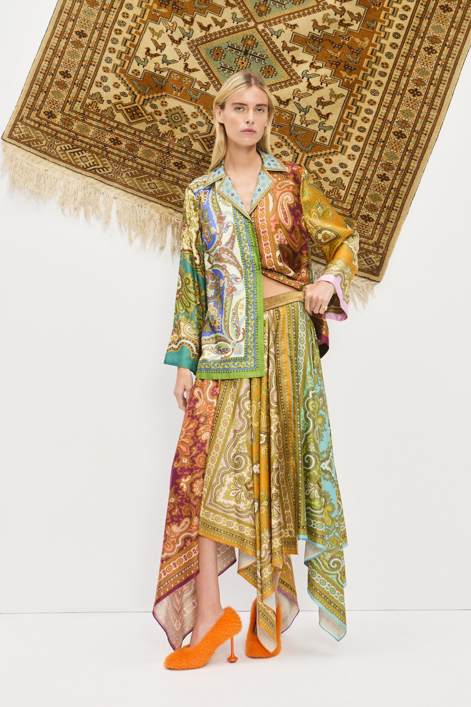 Clemenza Spliced Scarf Silk Skirt Skirts Alèmais