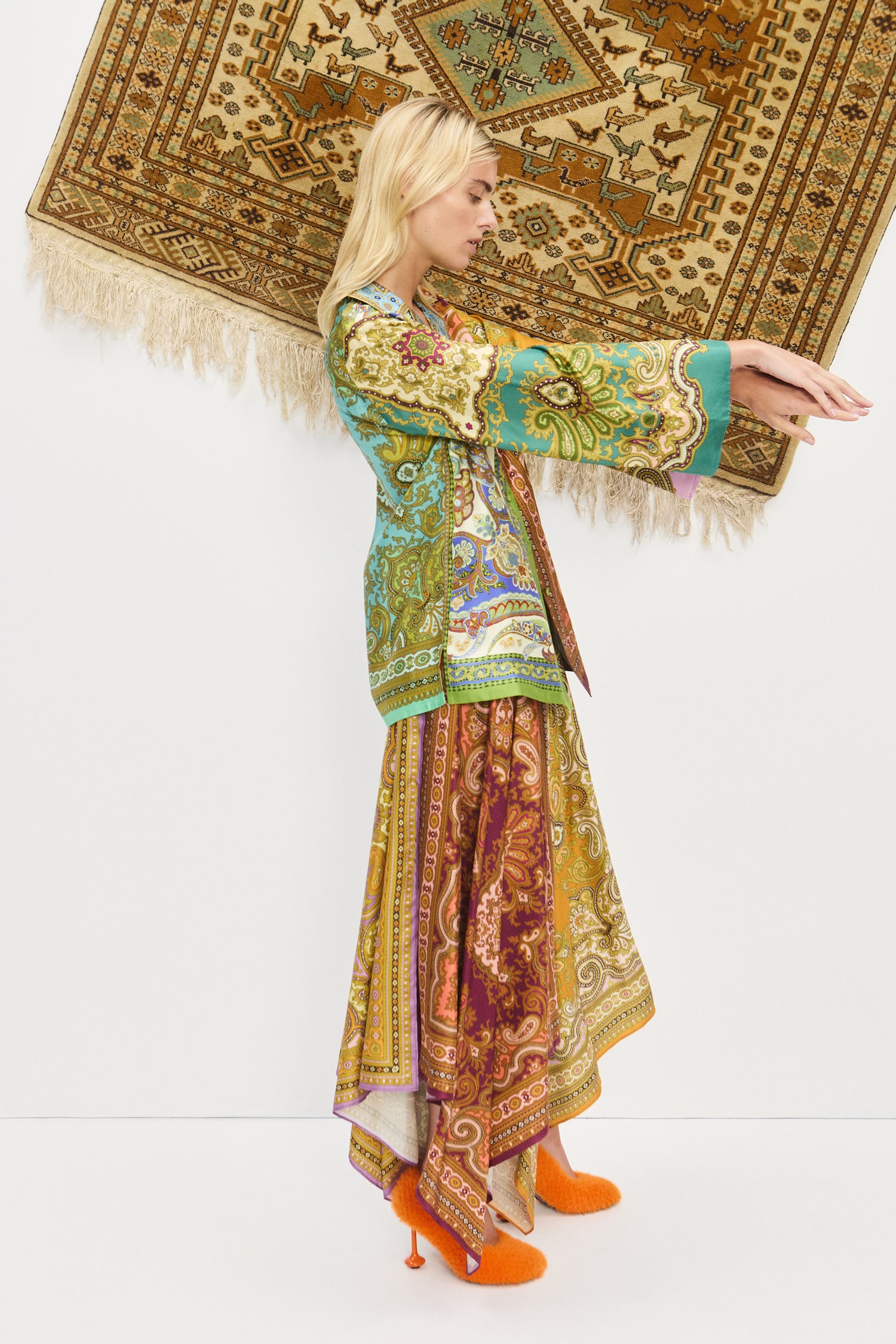 Clemenza Spliced Scarf Silk Skirt Skirts Alèmais