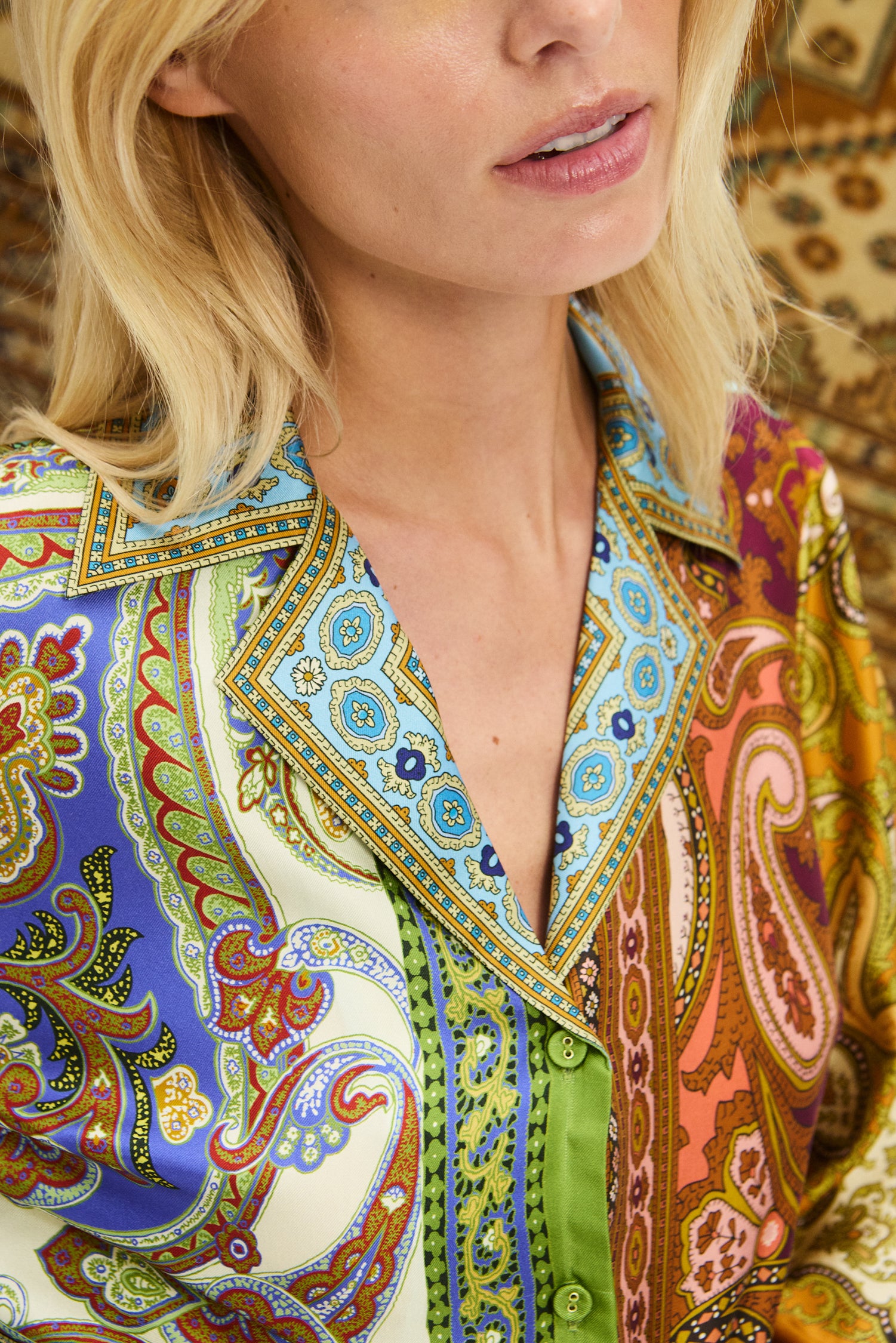 Clemenza Spliced Silk Shirt shirt Alèmais