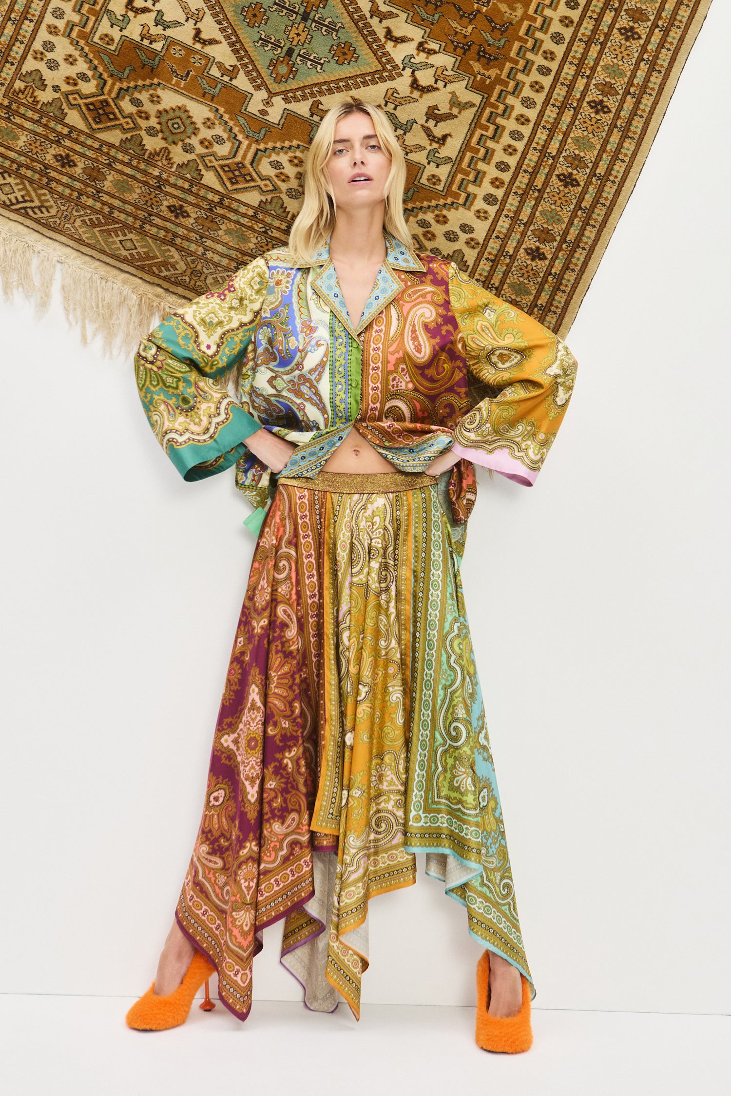 Clemenza Spliced Silk Shirt shirt Alèmais