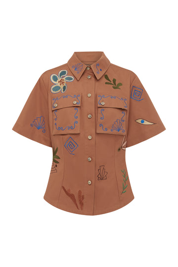Dusty Embroidered Fitted Shirt shirt Alèmais