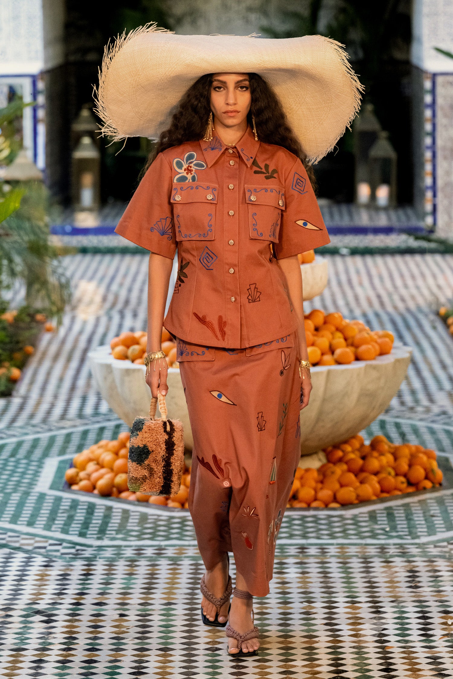 Dusty Embroidered Midi Skirt Skirts Alèmais