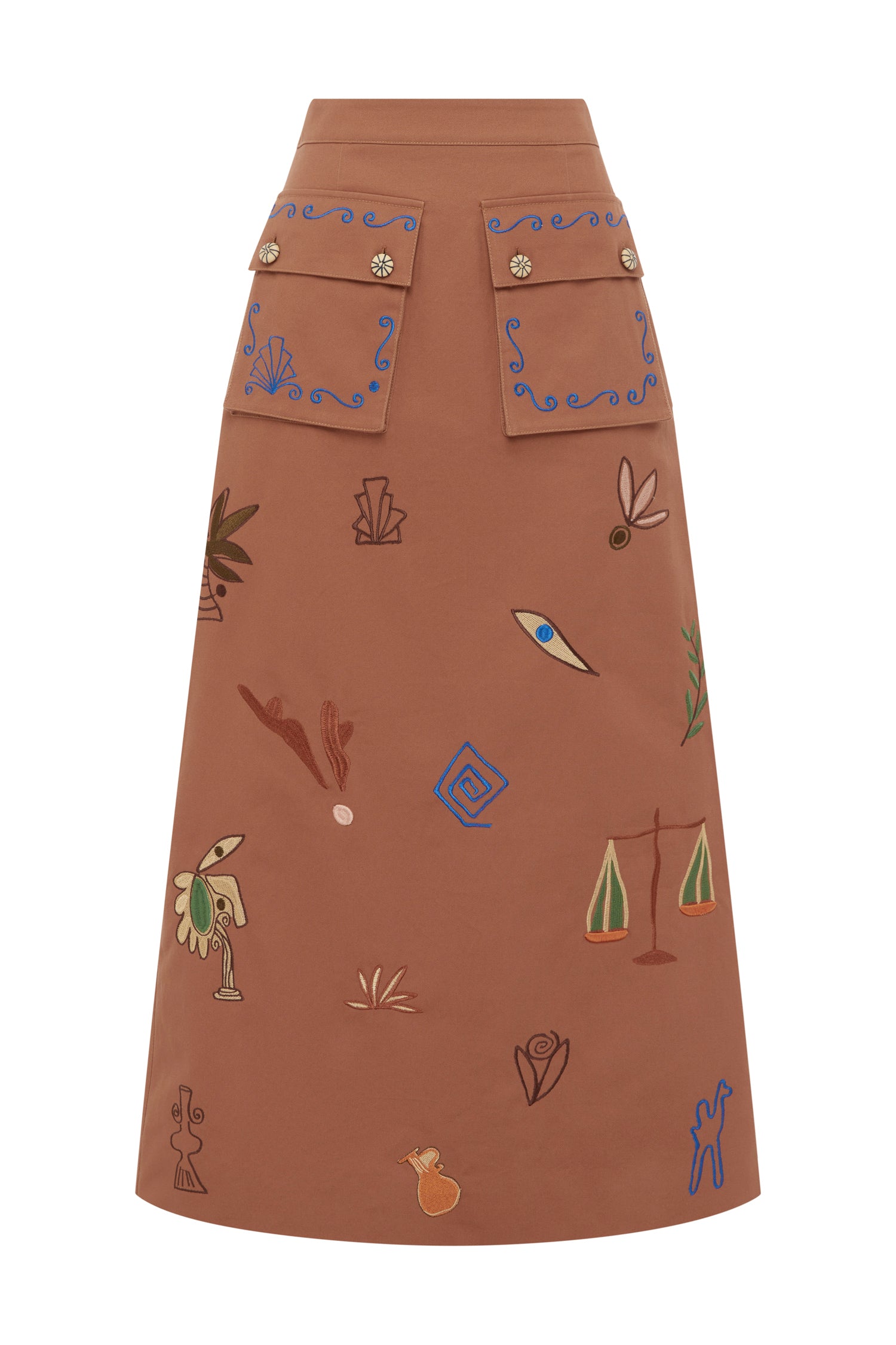 Dusty Embroidered Midi Skirt Skirts Alèmais