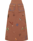 Dusty Embroidered Midi Skirt Skirts Alèmais