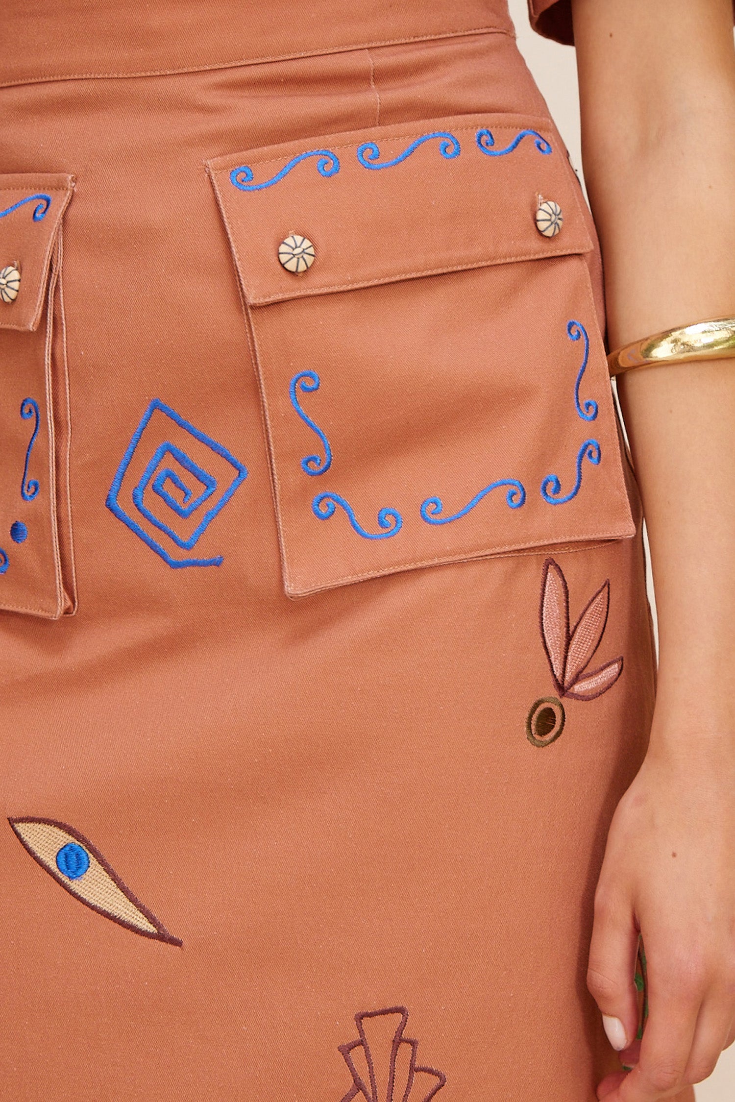 Dusty Embroidered Midi Skirt Skirts Alèmais