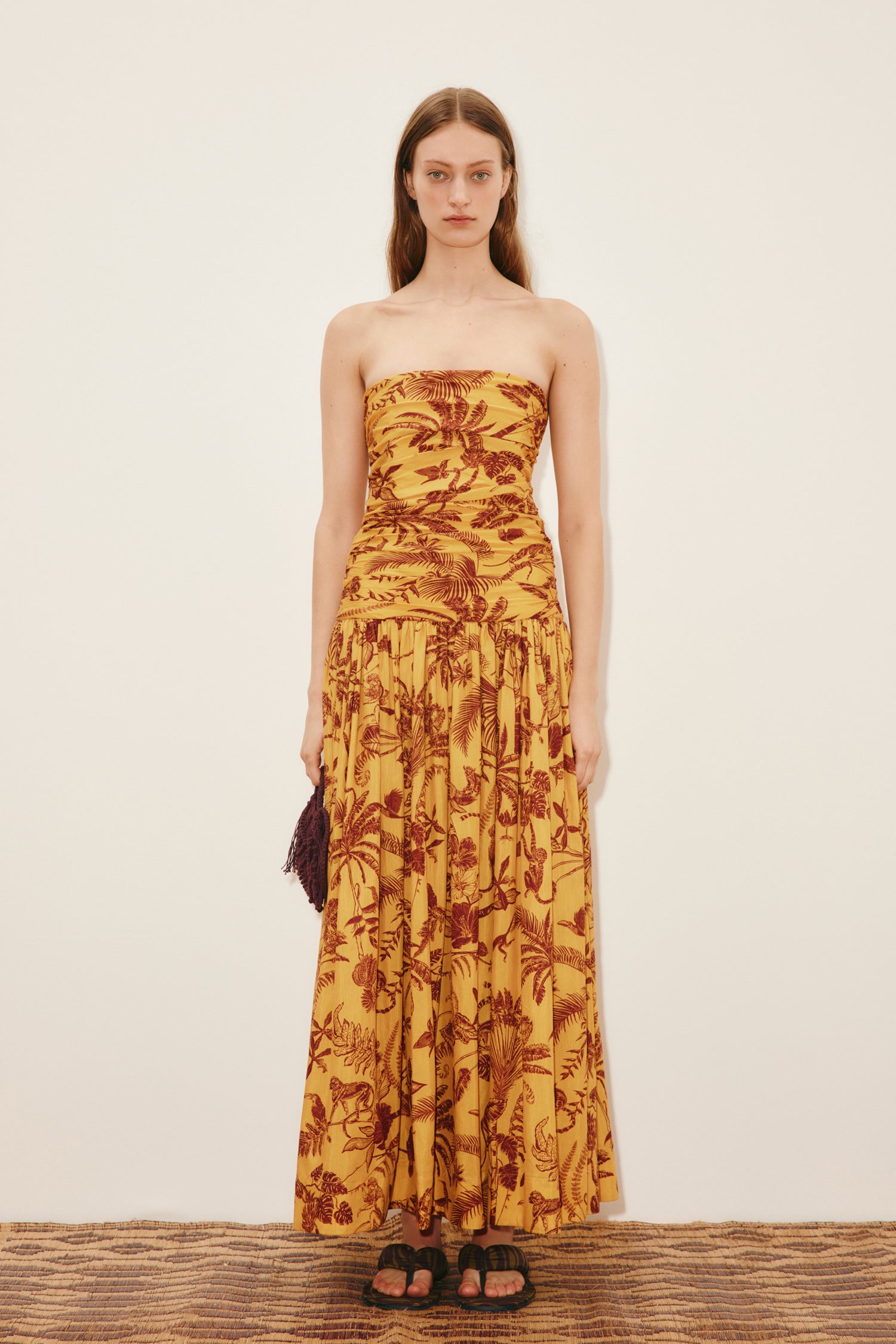 Banana Blossom Ruched Gown Dresses ALEMAIS