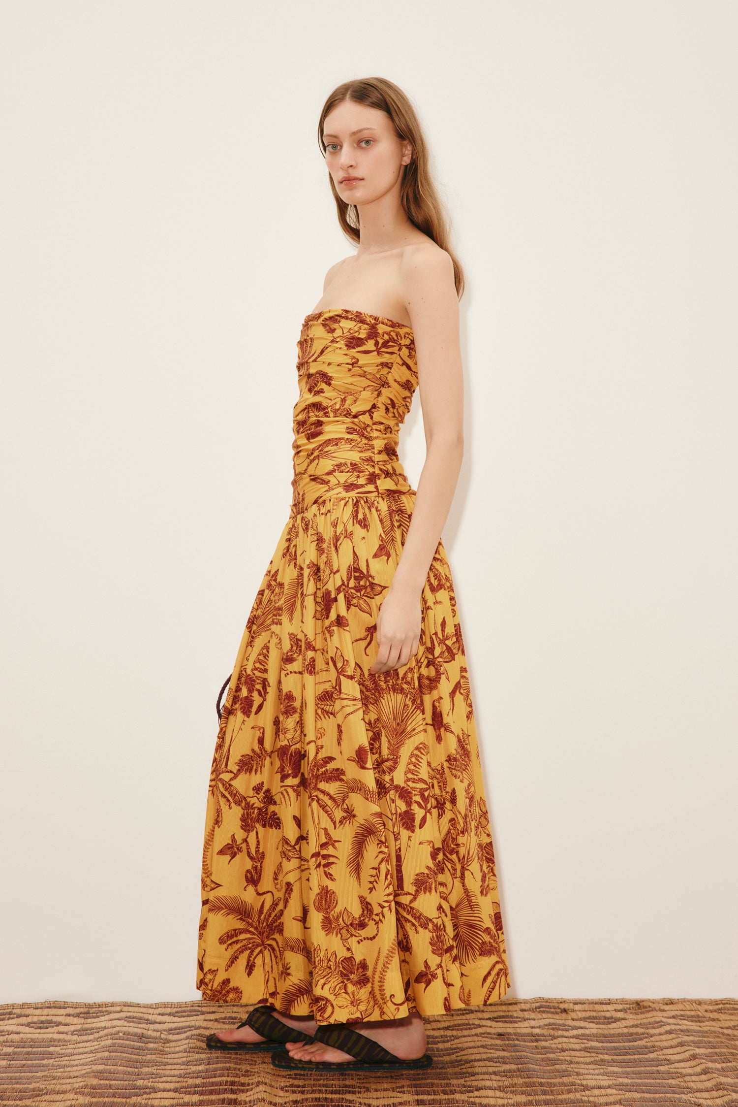 Banana Blossom Ruched Gown Dresses ALEMAIS
