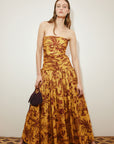 Banana Blossom Ruched Gown Dresses ALEMAIS