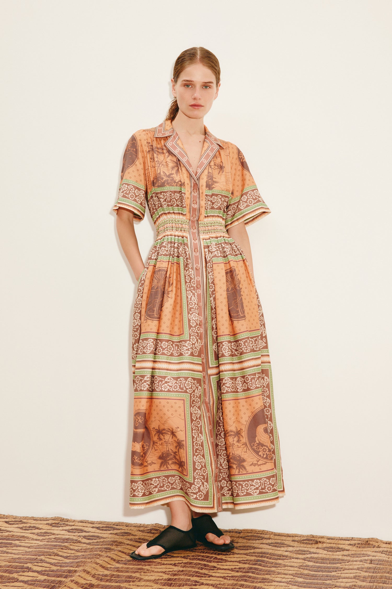 Alberta Smocked Shirtdress Dresses ALEMAIS