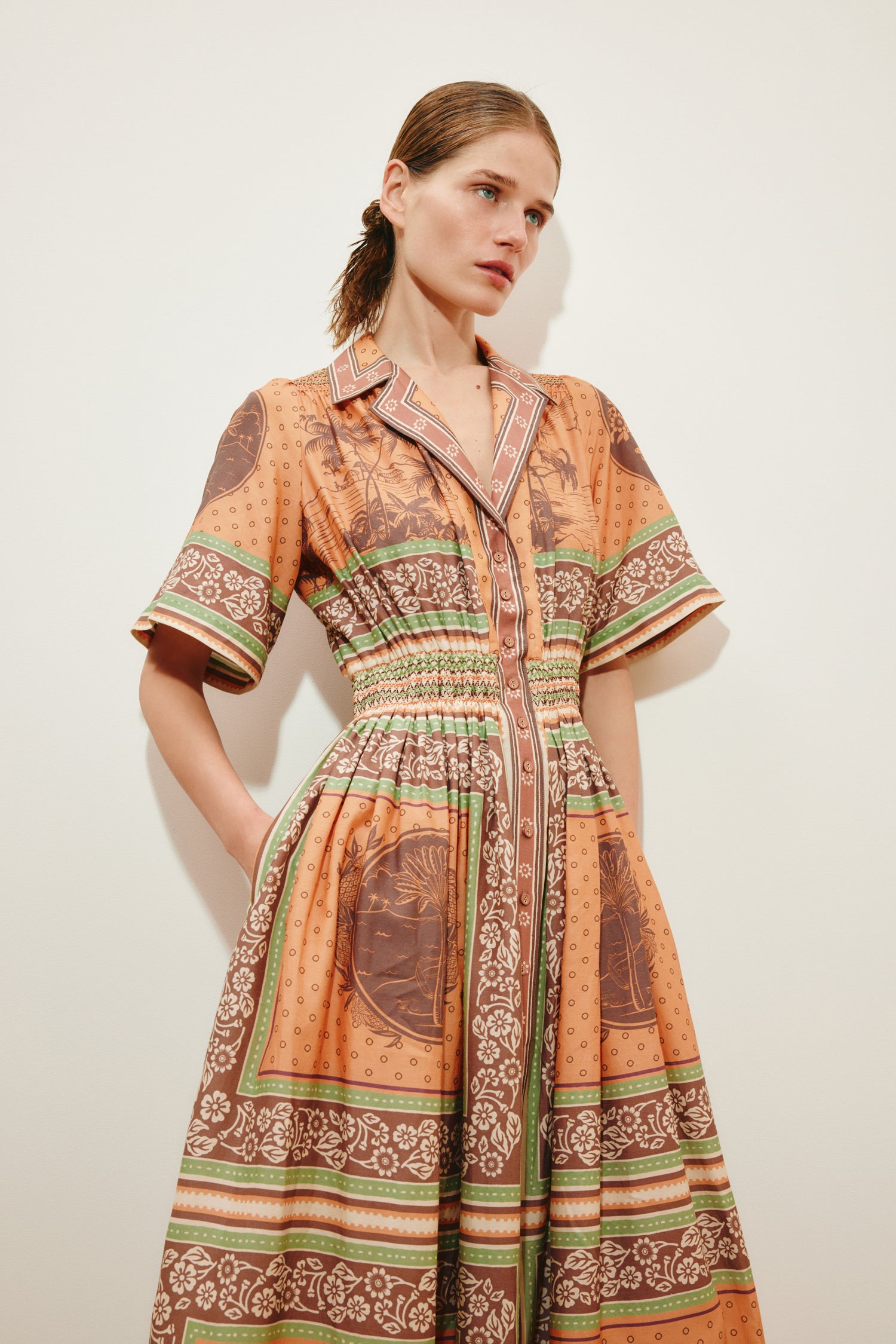 Alberta Smocked Shirtdress Dresses ALEMAIS