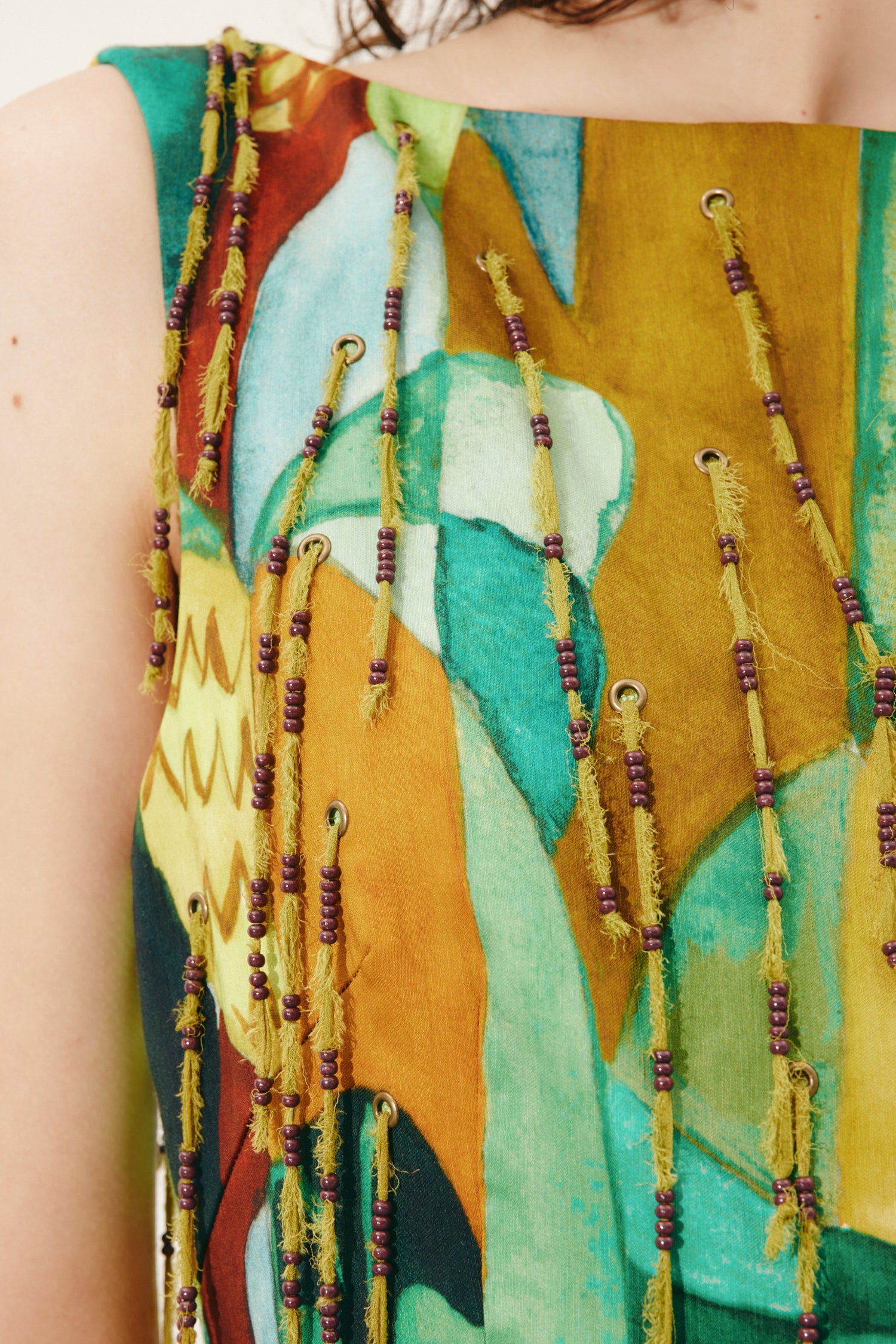 Mokshini Beaded Fringe Mini Dress Dresses ALEMAIS