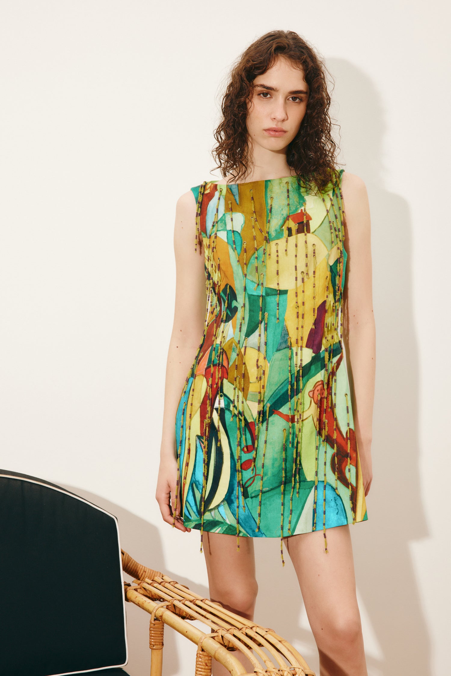 Mokshini Beaded Fringe Mini Dress Dresses ALEMAIS