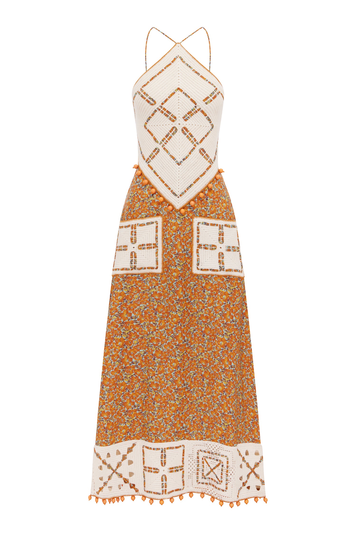 Marva Crochet Halter Midi Dress Dresses ALEMAIS