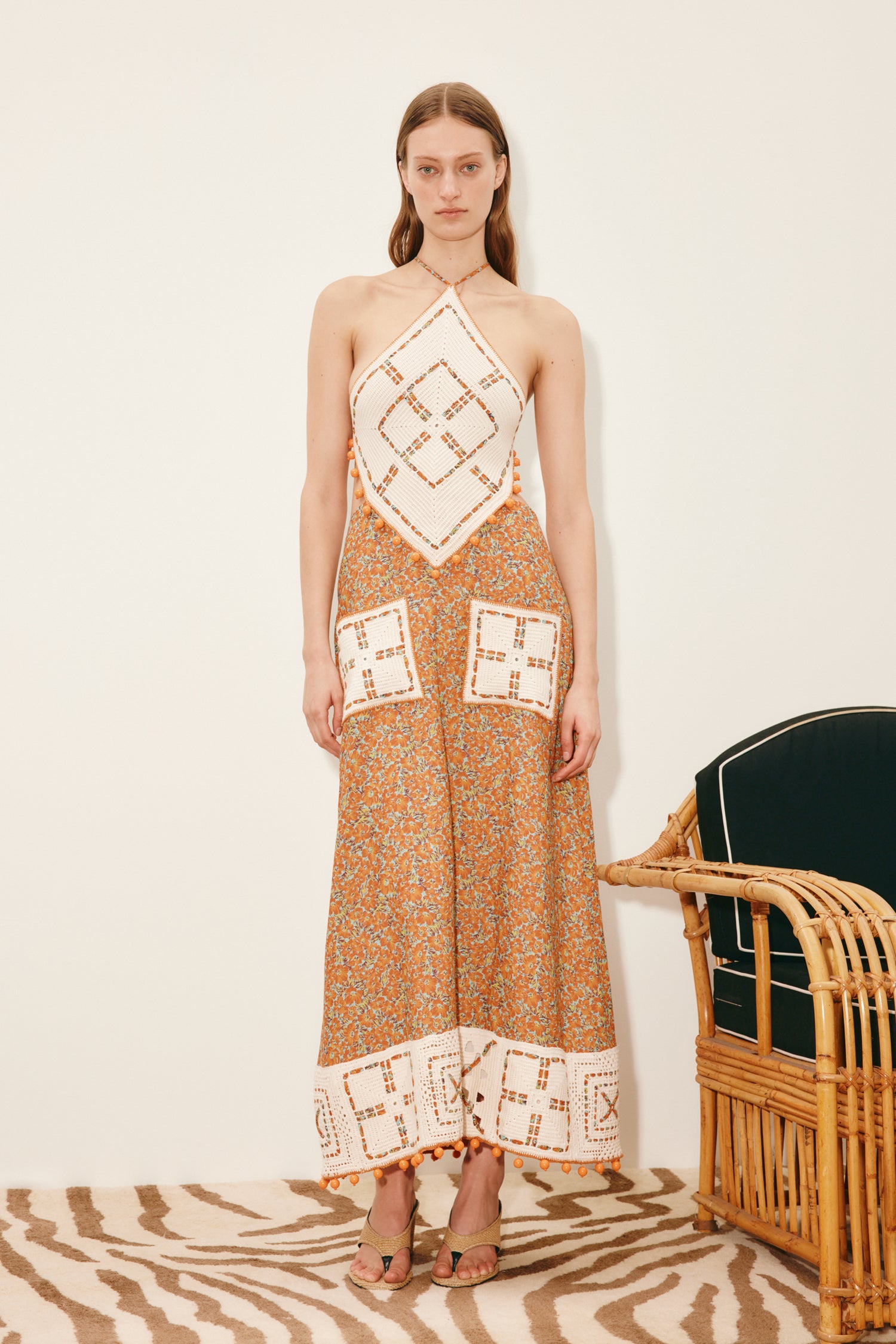Marva Crochet Halter Midi Dress Dresses ALEMAIS