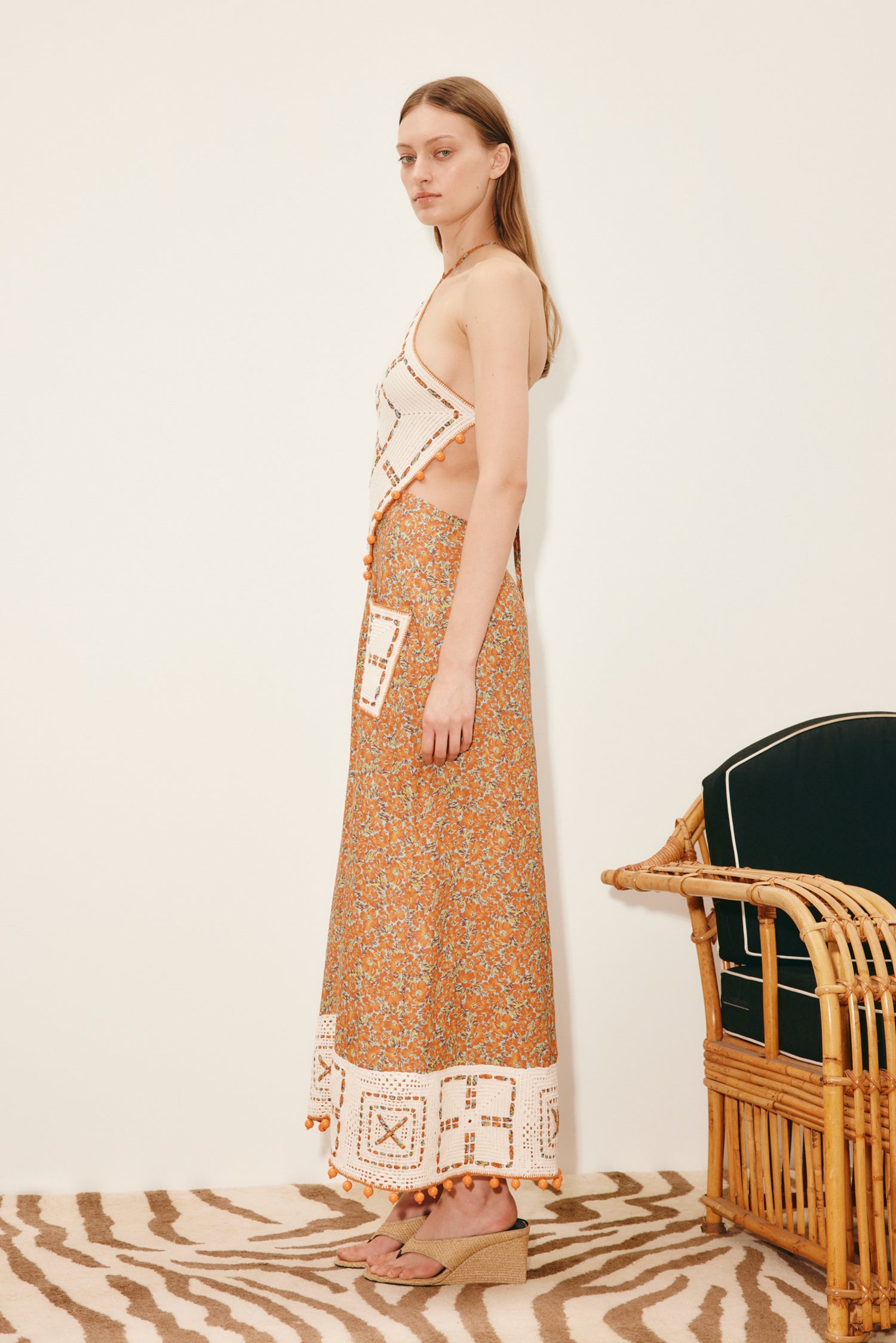 Marva Crochet Halter Midi Dress Dresses ALEMAIS