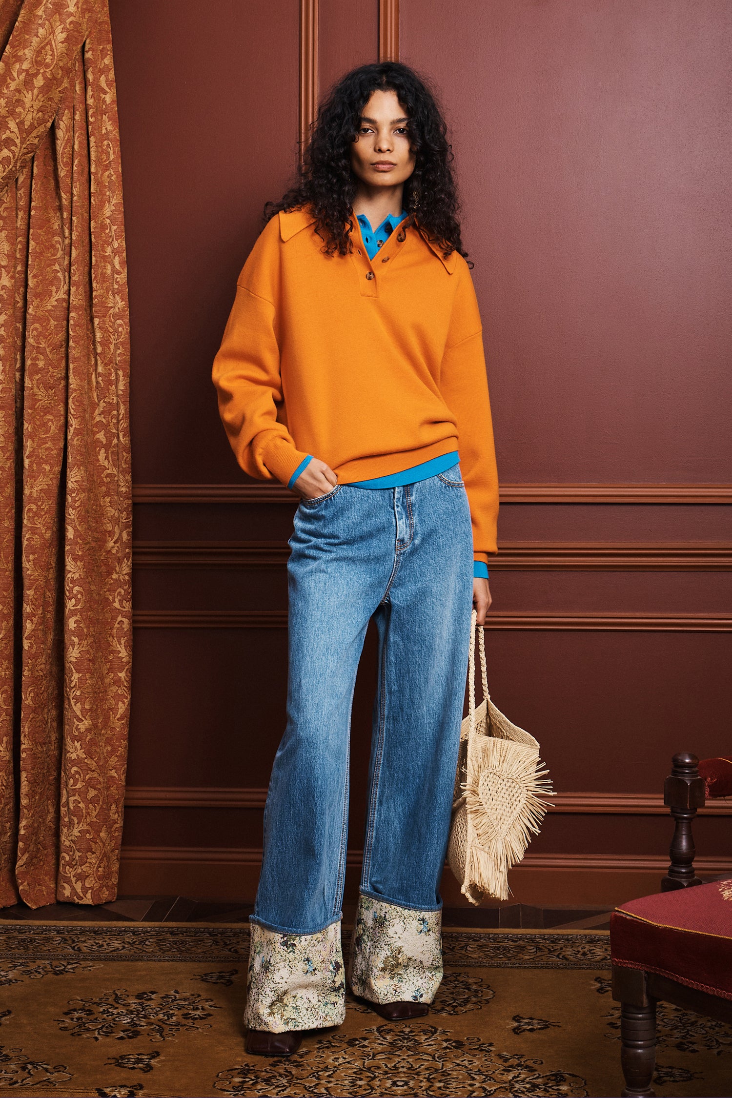 Claudia Tangerine Knit Polo jacket Alèmais