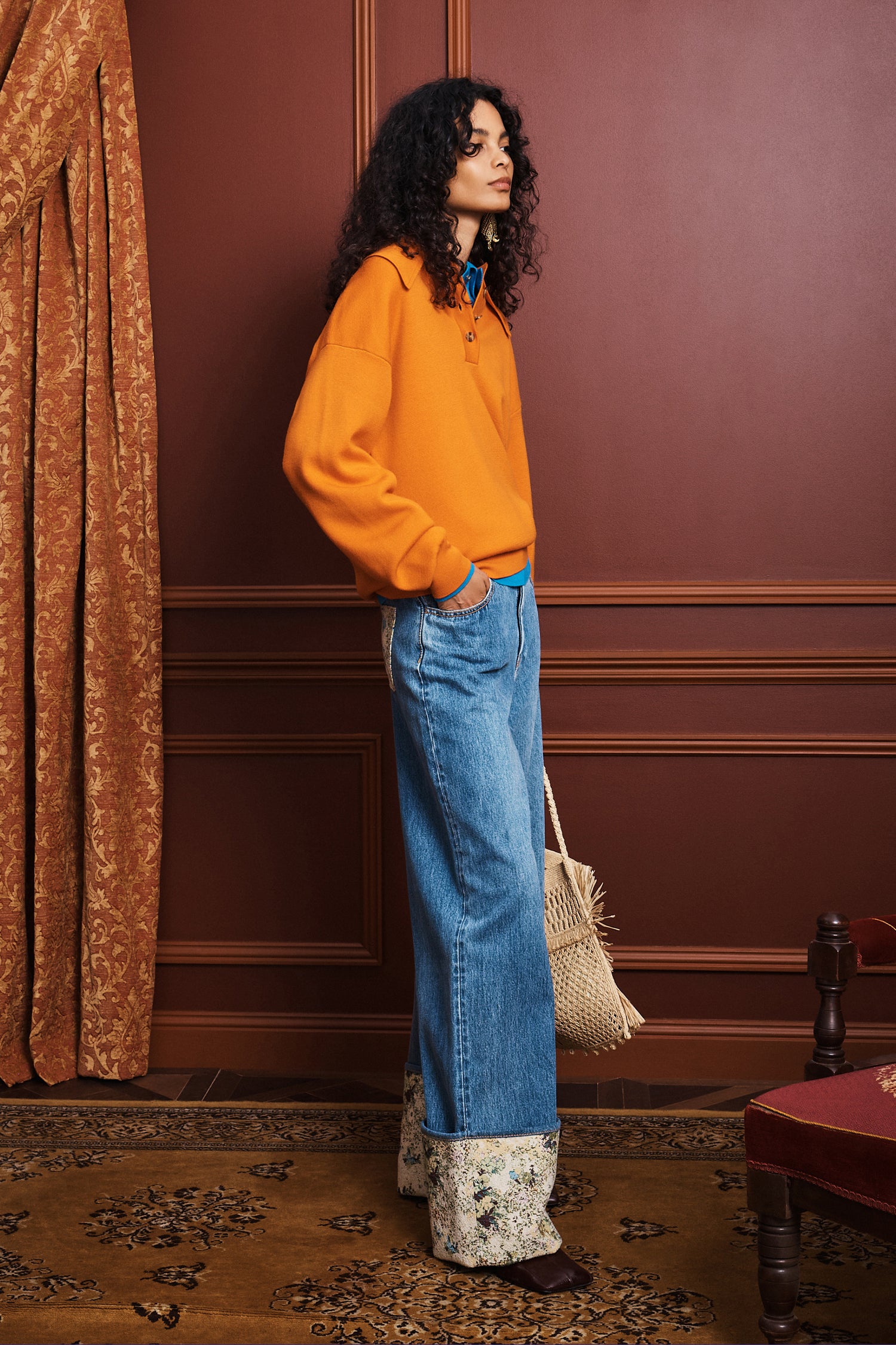 Claudia Tangerine Knit Polo jacket Alèmais