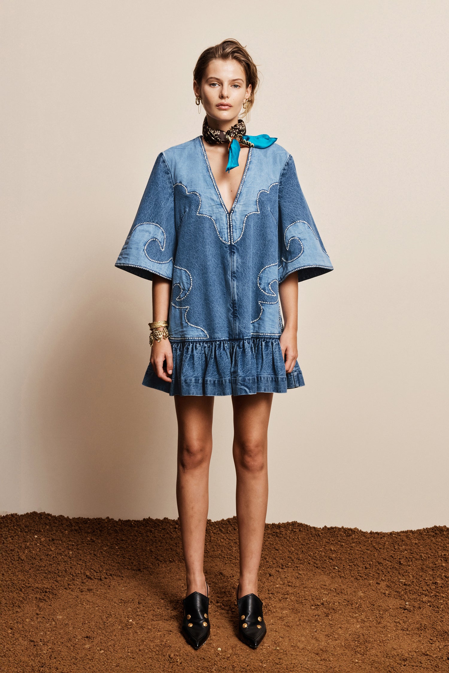 Jesse Denim Applique Mini Dress Dresses Alèmais