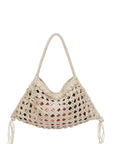 Woven Leather Maxi Tote Ivory bag Alèmais