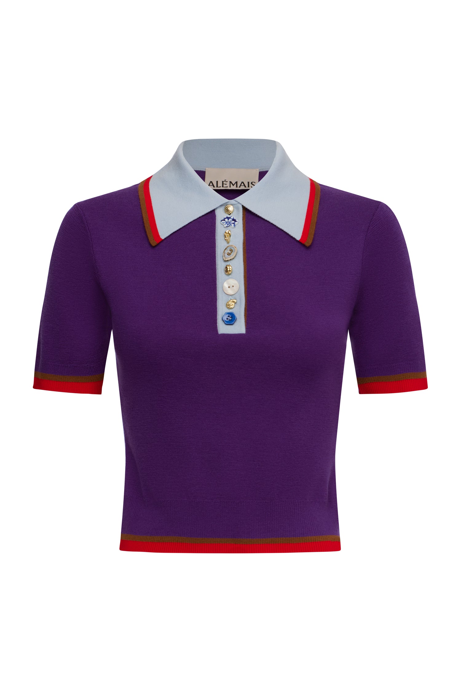 Alémais Josefina Knit Polo Violet shirt Alémais